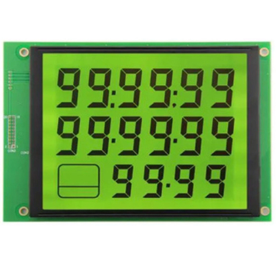 Panel LCD niestandardowy, monochromatyczny instrument kontroli temperatury, LCD zasilania energią, STN żółty, zielony segment LCD