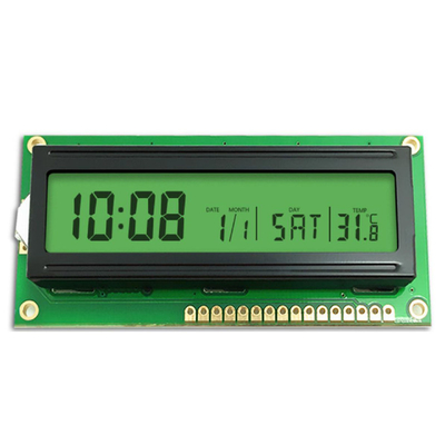 Panel LCD niestandardowy, monochromatyczny instrument kontroli temperatury, LCD zasilania energią, STN żółty, zielony segment LCD