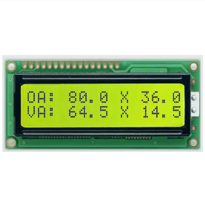 Panel LCD niestandardowy, monochromatyczny instrument kontroli temperatury, LCD zasilania energią, STN żółty, zielony segment LCD