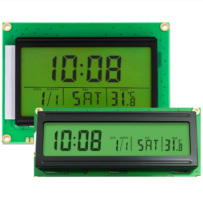 Panel LCD niestandardowy, monochromatyczny instrument kontroli temperatury, LCD zasilania energią, STN żółty, zielony segment LCD