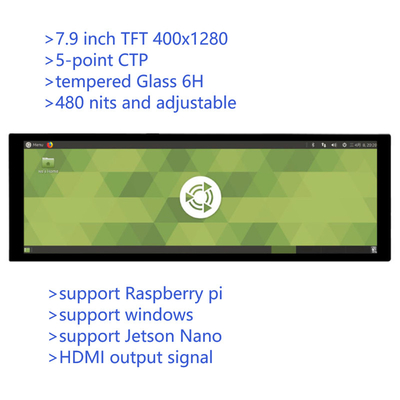 7.9 Inch Bar Type IPS Capacitive Touch TFT Monitor z wyjściem HDMI dla Raspberry Pi 4 Windows os 400x1280 rozdzielczość