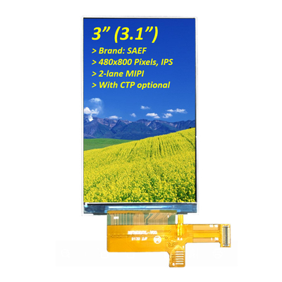3-calowy 480x800 pikseli przemysłowy wyświetlacz TFT, 3,1-calowy wyświetlacz TFT LCD ST7701S IPS
