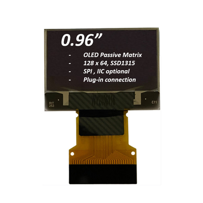 0.96 cali OLED Display Module 128x64 Pixel SPI I2C Interface Plug-In Connection