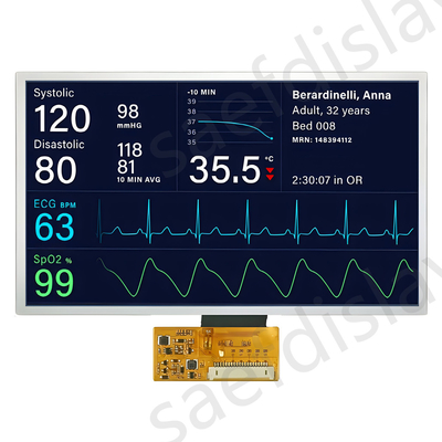 7 cali wyświetlacz TFT klasy przemysłowej Interfejs LVDS 1000nits Ultra szeroki zakres temperatury roboczej
