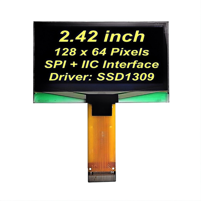2.42-calowy wyświetlacz OLED 128x64 Żółte czcionki Ekran PMOLED SSD1309 Kontroler SPI+IIC Interfejs