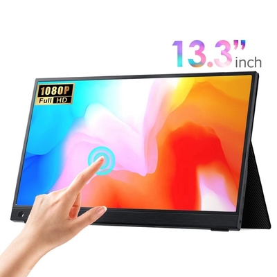 13.3 cali monitor przenośny z ekranem dotykowym, USB C monitor przenośny do gier z stanowiskiem na pulpicie do komputera przenośnego, telefon drugi/rozszerzony ekran