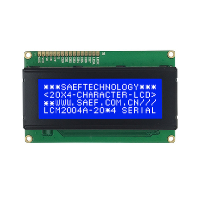 Monochromatyczny wyświetlacz LCD 20x4 znaków LCM 16-pinowy 8-bitowy MPU STN Niebieski Ujemny