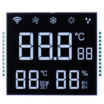 Niestandardowy wyświetlacz VA Segment LCD 12:00 kierunek widzenia Praca/Bias 1/4 Praca Ultra-Niski 2μA Zużycie -20°C do 70°C